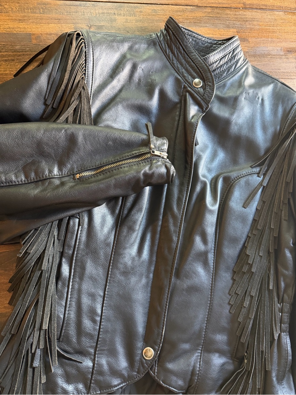 VINTAGE Harley Davidson Women’s Fringe Leather Quilted Motorcycle Jacket Medium